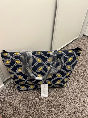 Ted Baker London Navy and Yellow Geometric Tote Bag